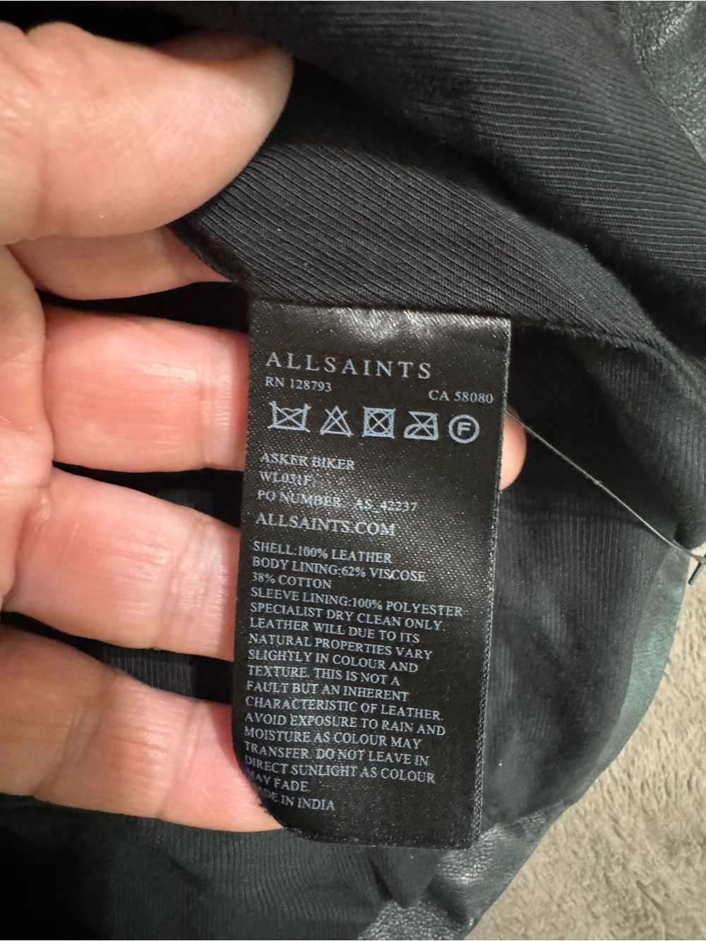 All Saints Whitmer leather biker jacket trench coat with NO belt. Sz 2 - Picture 6 of 13